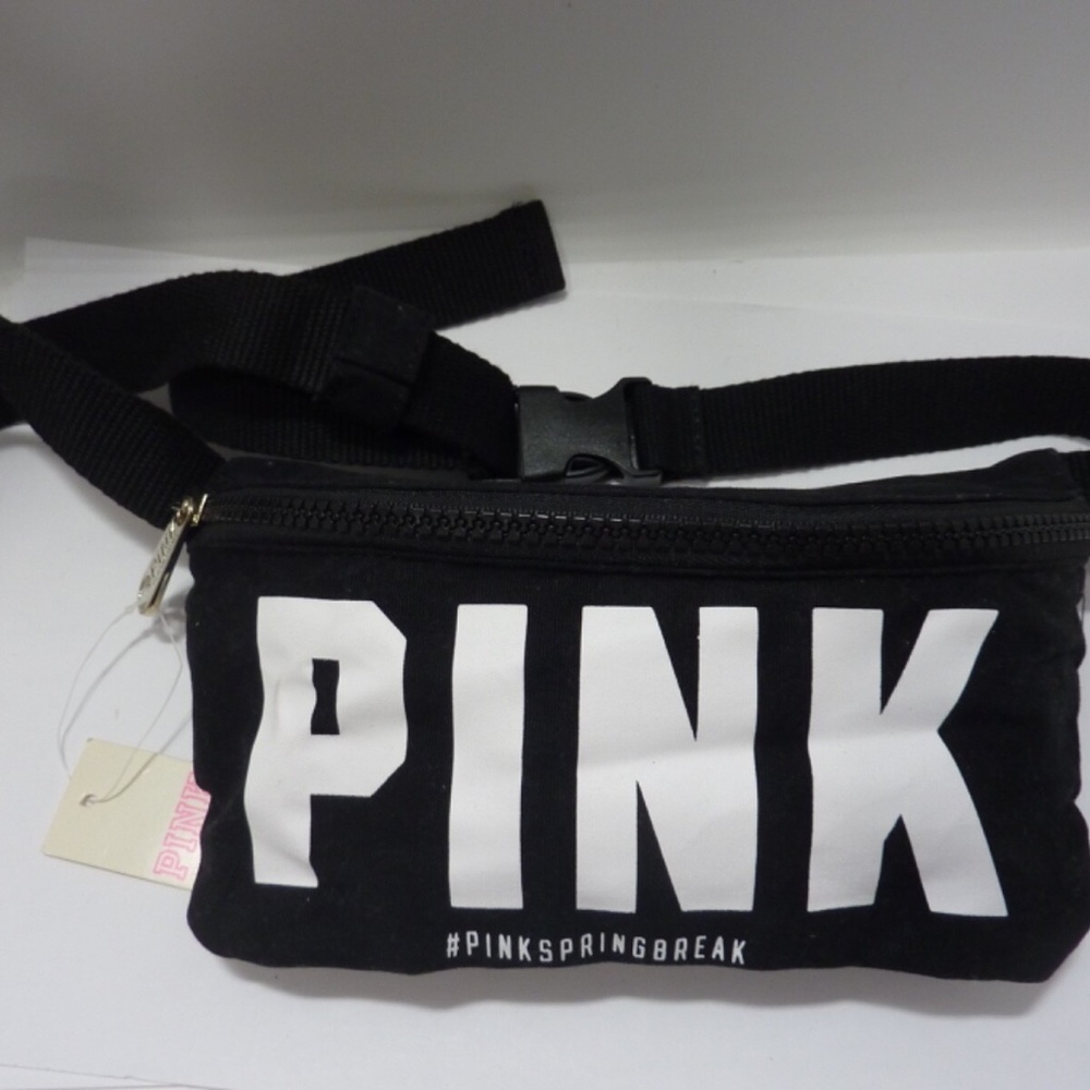 VICTORIA'S SECRET PINK VS Spring Break WAIST POUCH / FANNY PACK Belt Bag BLACK